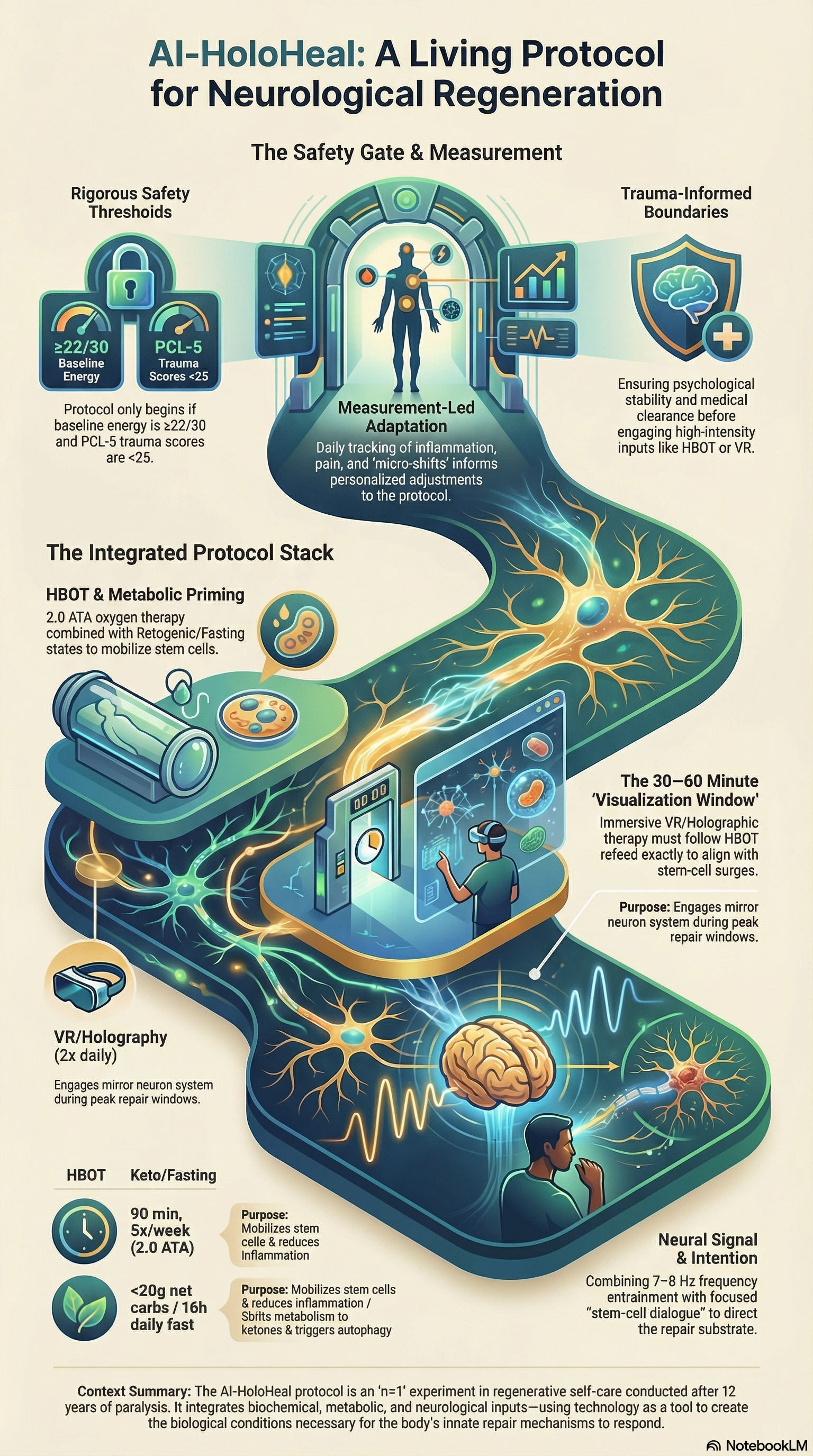 AI-HoloHeal: A Living Protocol for Neurological Regeneration — Safety Thresholds, Integrated Protocol Stack, and Measurement-Led Adaptation